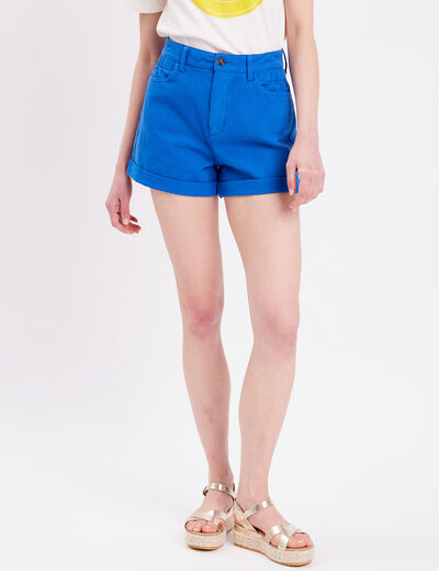 Short &agrave; ourlets bleu roi femme