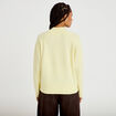 Pull col montant manches longues jaune clair femme