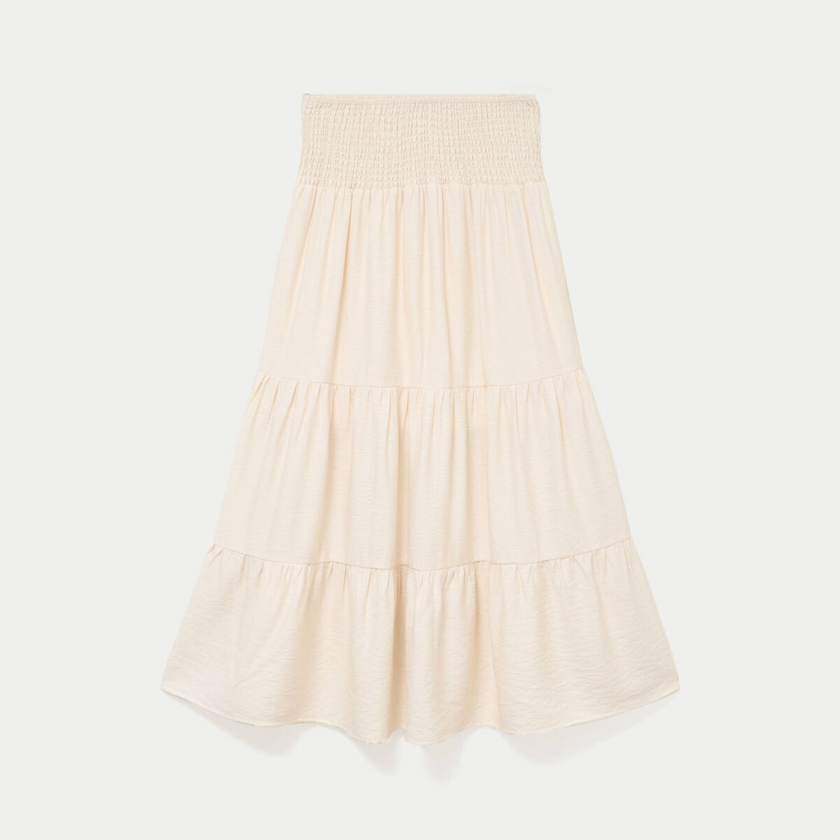 Jupon &eacute;vas&eacute; taille haute ecru femme