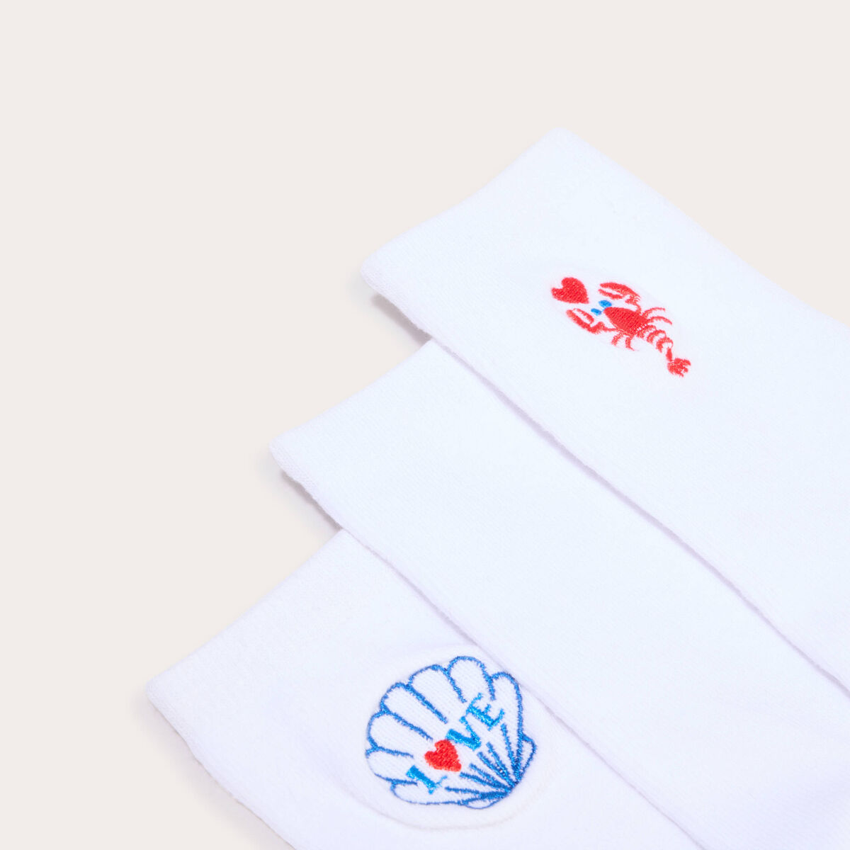 Lot de 3 paires de chaussettes fantaisie ecru femme