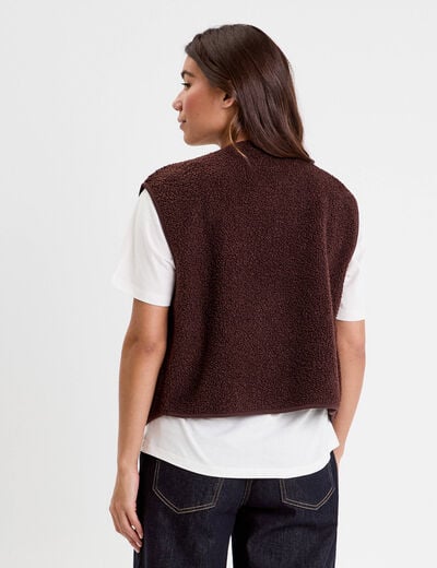 Gilet sans manches effet polaire marron fonc&eacute; femme