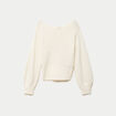 Pull ajour&eacute; col bateau manches longues ecru femme
