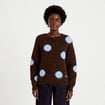 Pull manches longues marron fonc&eacute; femme