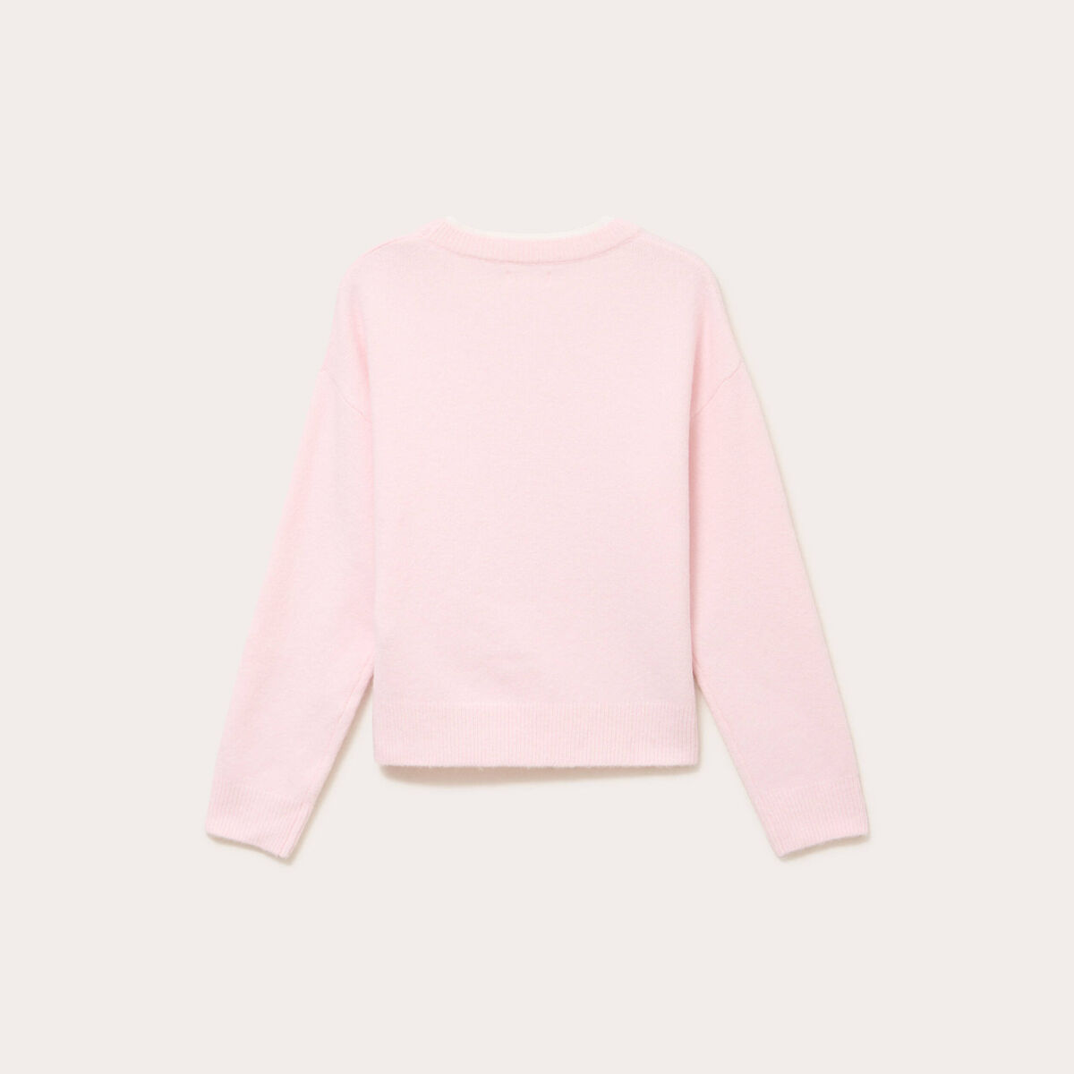 Pull col rond manches longues rose clair femme