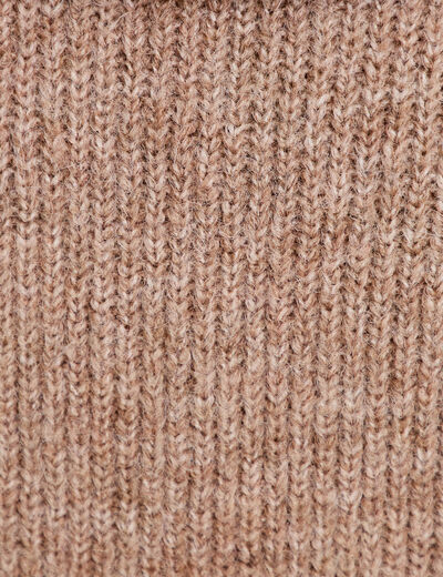 Pull col camionneur manches longues beige femme