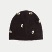 Bonnet avec broderie marron fonc&eacute; femme