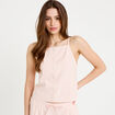 Gilet ajust&eacute; col v bretelles fines rose femme