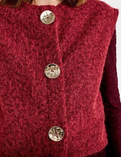 Gilet sans manches effet polaire rouge fonc&eacute; femme