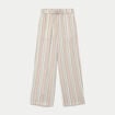 Pantalon large taille &eacute;lastiqu&eacute;e beige femme