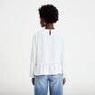 Blouse ajour&eacute;e col rond manches longues ecru femme