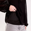Blouse courte droite col v noir femme