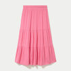Jupe longue pliss&eacute;e &eacute;vas&eacute;e rose vif femme