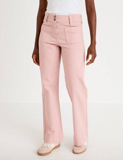 Jean bootcut taille haute rose clair femme