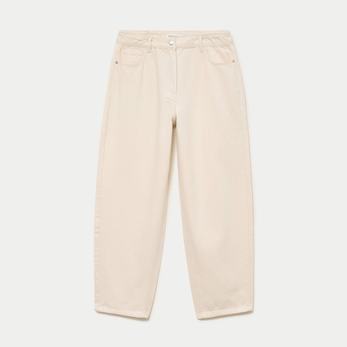 Pantalon balloon broderie taille basse ecru femme
