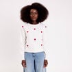 Pull &agrave; motifs coeurs ecru femme