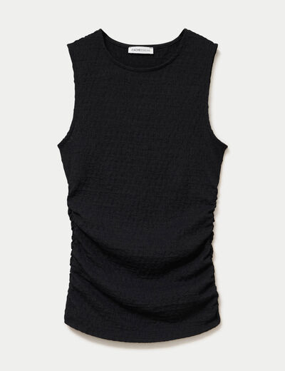 D&eacute;bardeur ajour&eacute; col rond noir femme
