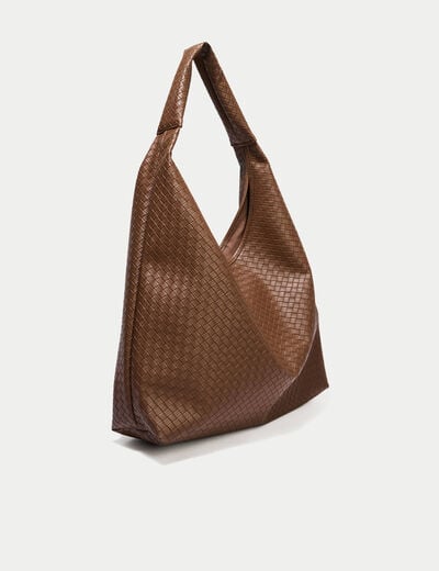 Sac tress&eacute; effet chin&eacute; camel femme