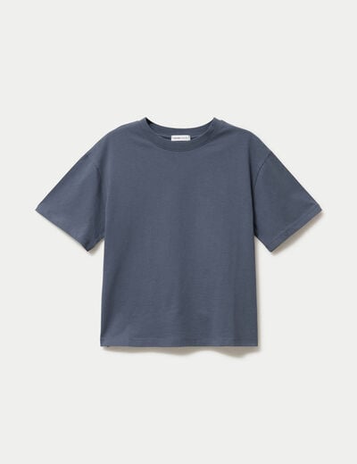 T-shirt col rond manches courtes gris femme
