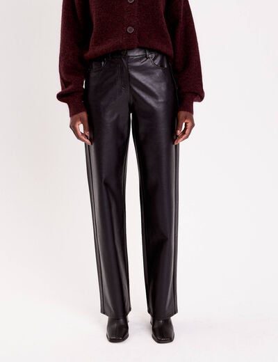 Pantalon droit similicuir noir femme