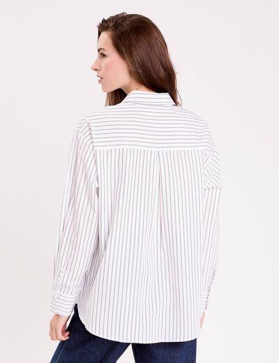 Chemise col chemise manches longues blanc femme