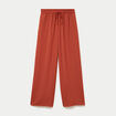 Pantalon large fluide orange fonc&eacute; femme