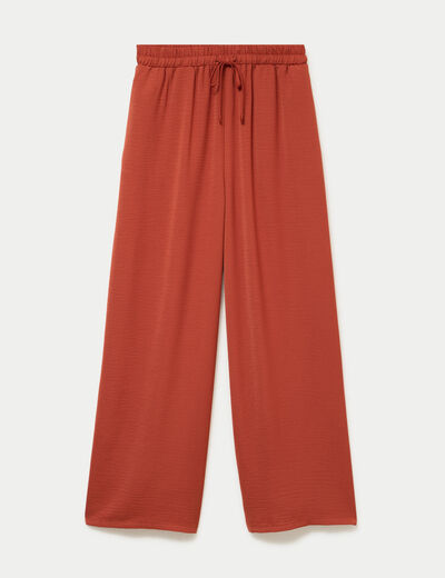 Pantalon large fluide orange fonc&eacute; femme