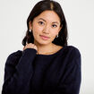 Pull col bateau bleu marine femme