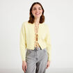 Gilet court nou&eacute; jaune clair femme