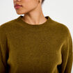 Pull col rond vert olive femme