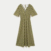 Robe longue manches courtes vert femme