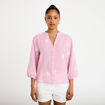 Blouse col tunisien rose femme