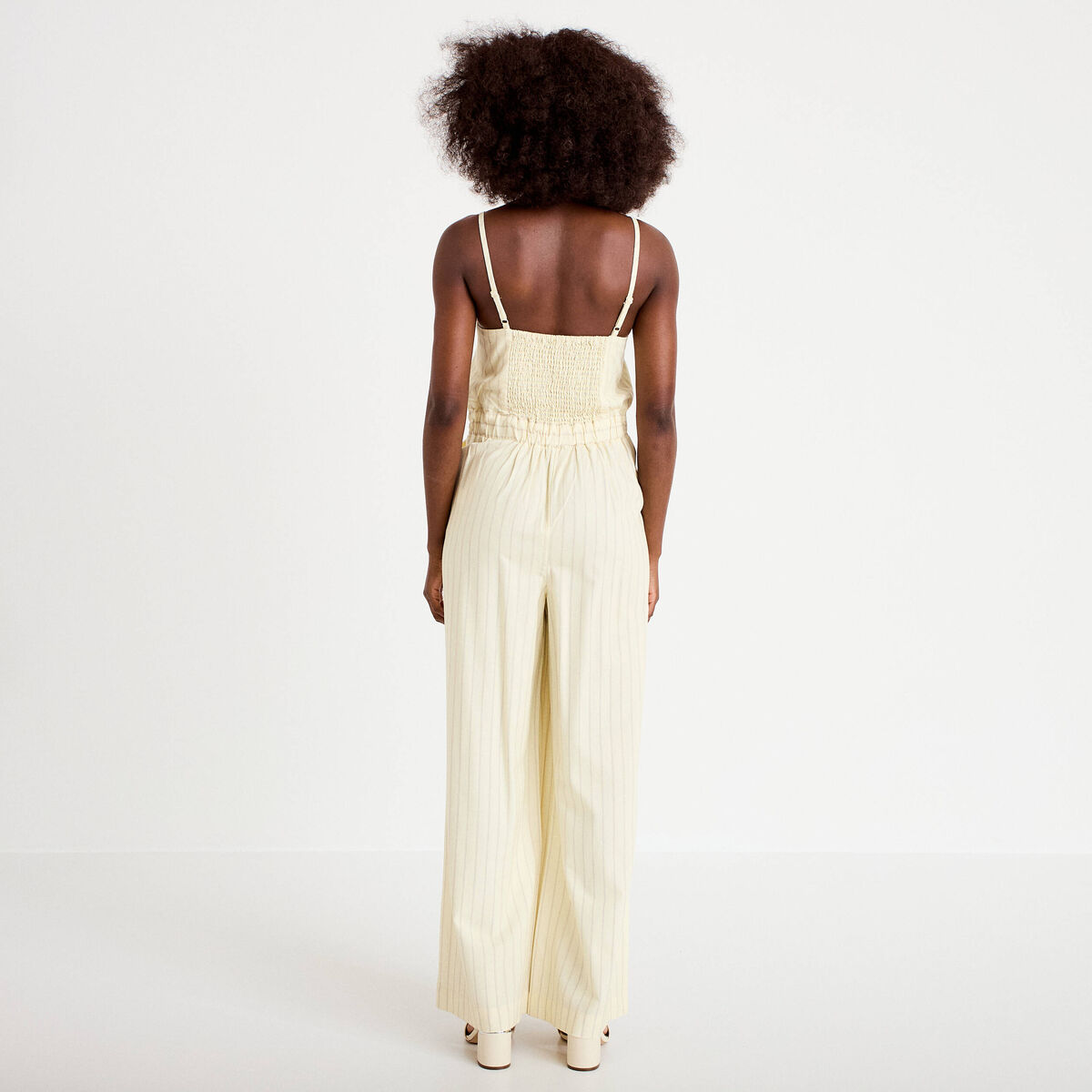 Combinaison large col am&eacute;ricain jaune pastel femme