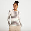 T-shirt ajust&eacute; col rond manches longues ivoire femme