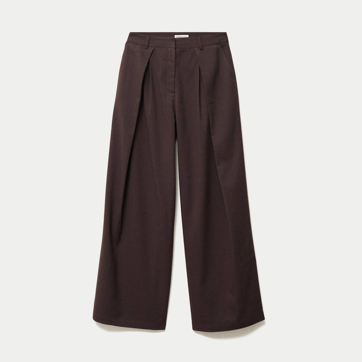 Pantalon bootcut taille haute chin&eacute; marron femme