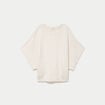 Pull oversize col rond manches courtes ecru femme