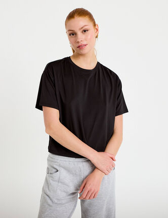 T-shirt manches courtes activewear noir femme