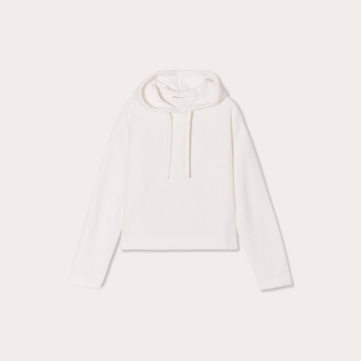 Sweat &agrave; capuche ecru femme