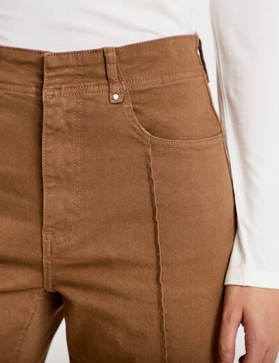 Pantalon bootcut taille basse en jean marron femme