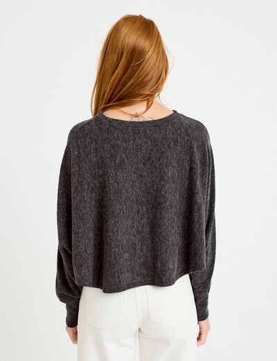 Cape boyfriend cropped col rond gris fonc&eacute; femme