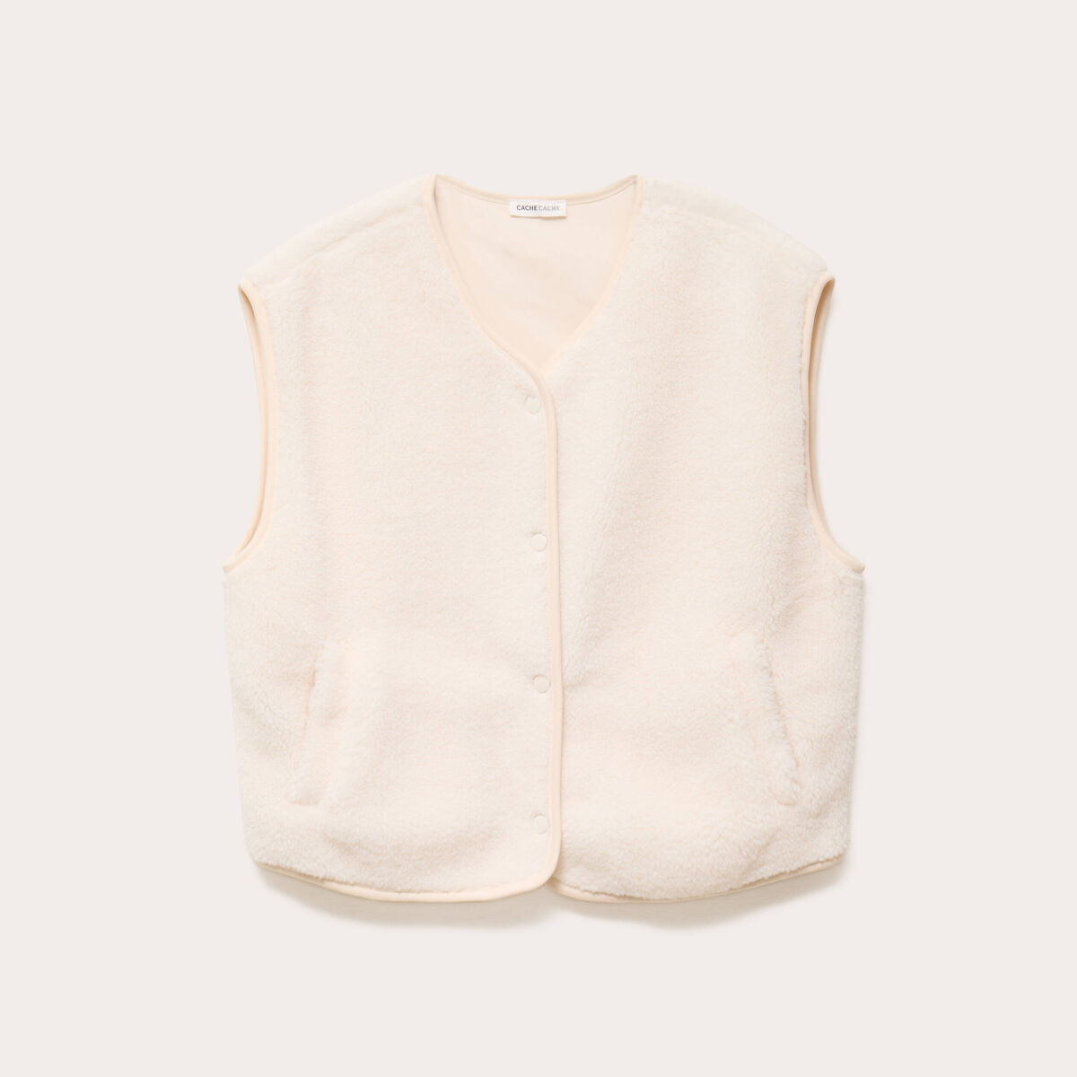 Gilet sans manches effet polaire ecru femme
