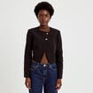 Blazer droit cropped col rond noir femme