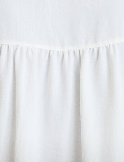 Chemise ample sans manches pliss&eacute;e ecru femme