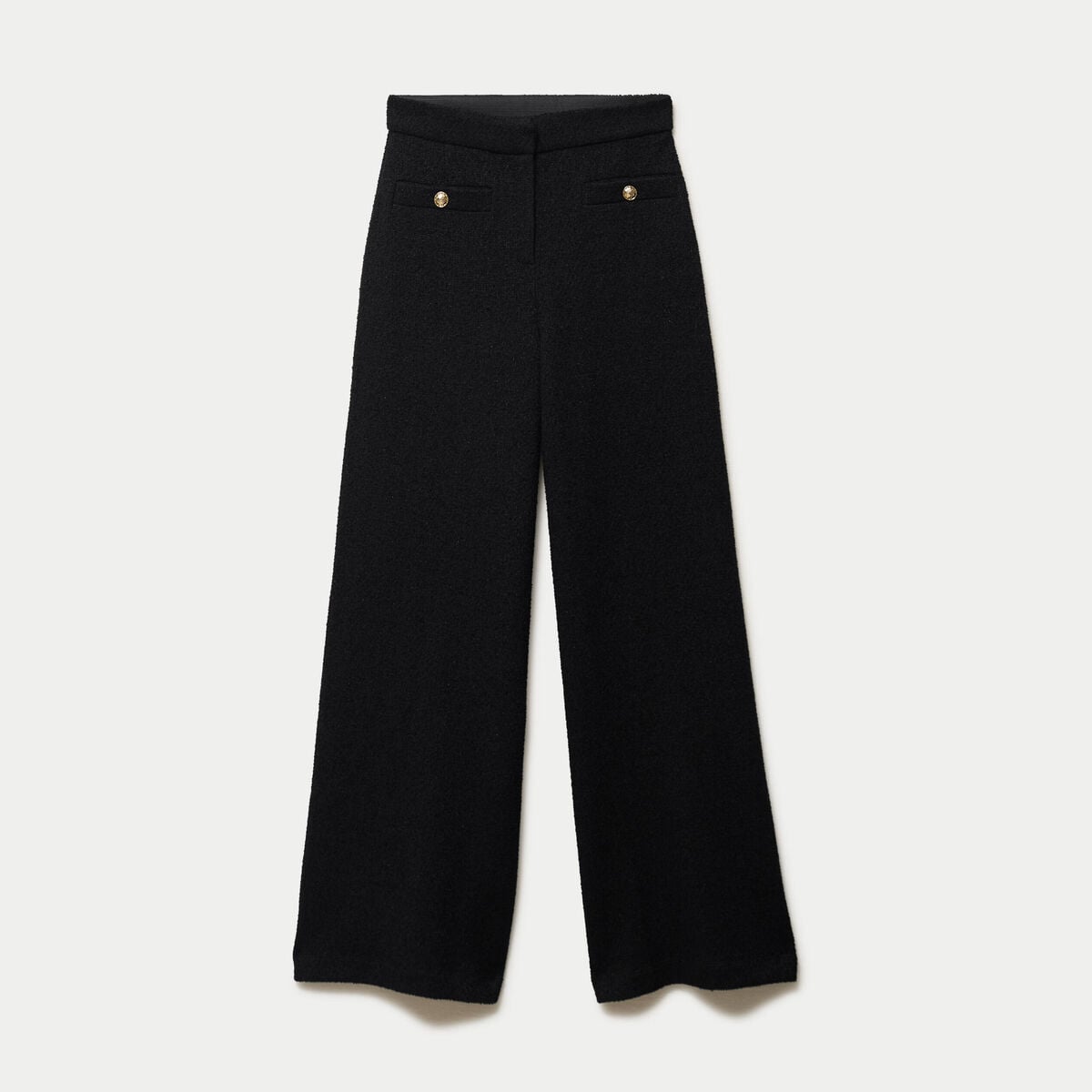 Pantalon bootcut en tweed noir femme