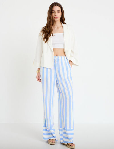 Pantalon large taille standard blanc femme