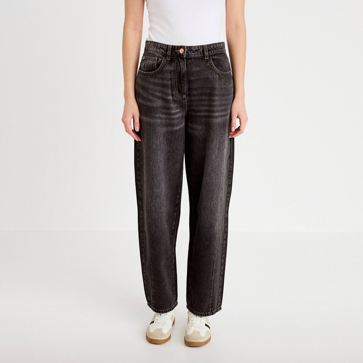 Jeans baggy taille basse denim snow noir femme