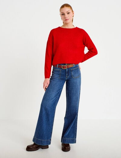 Jean bootcut ceinture amovible denim stone femme