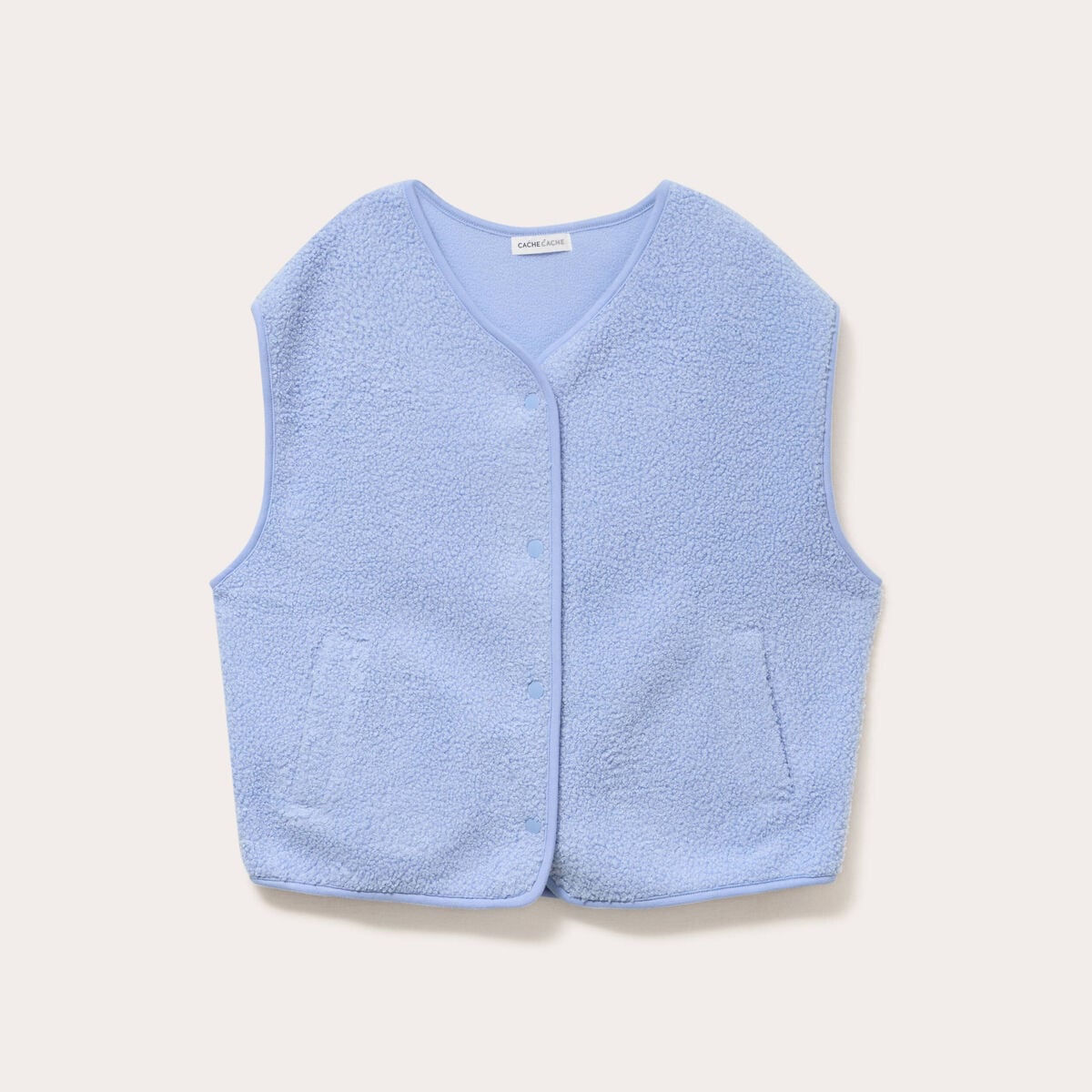 Gilet sans manches effet polaire bleu clair femme