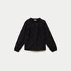 Blouse droite col rond manches longues noir femme