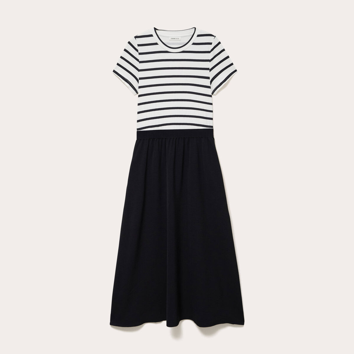 Robe longue &eacute;vas&eacute;e bi-mati&egrave;re noir femme