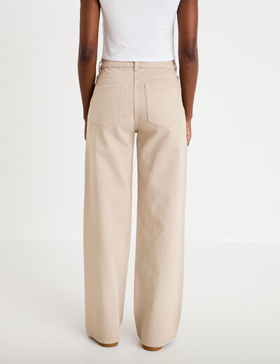 Jean wide leg taille haute beige femme